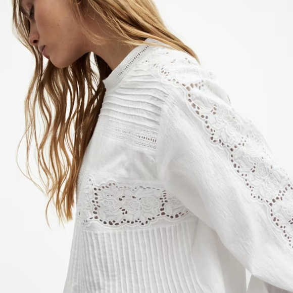 ALLSAINTS Alaia Crochet Cotton Blouse - Picture 2 of 9